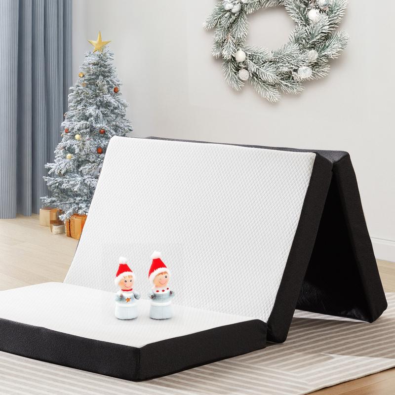 【Oferta】Colchón plegable Sweet Furniture, cubrecolchón de espuma viscoelástica plegable en tres partes para camping, cubrecolchón plegable con funda lavable