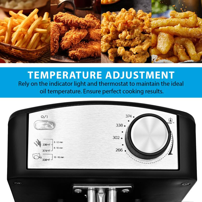 Fredora Electrica doble cesta 1500W temperatura regulable calentamiento rápido 6.3QT capacidad libre de salpicadero paraparatos de cocina eficientes Freidora de temperatura ajustable