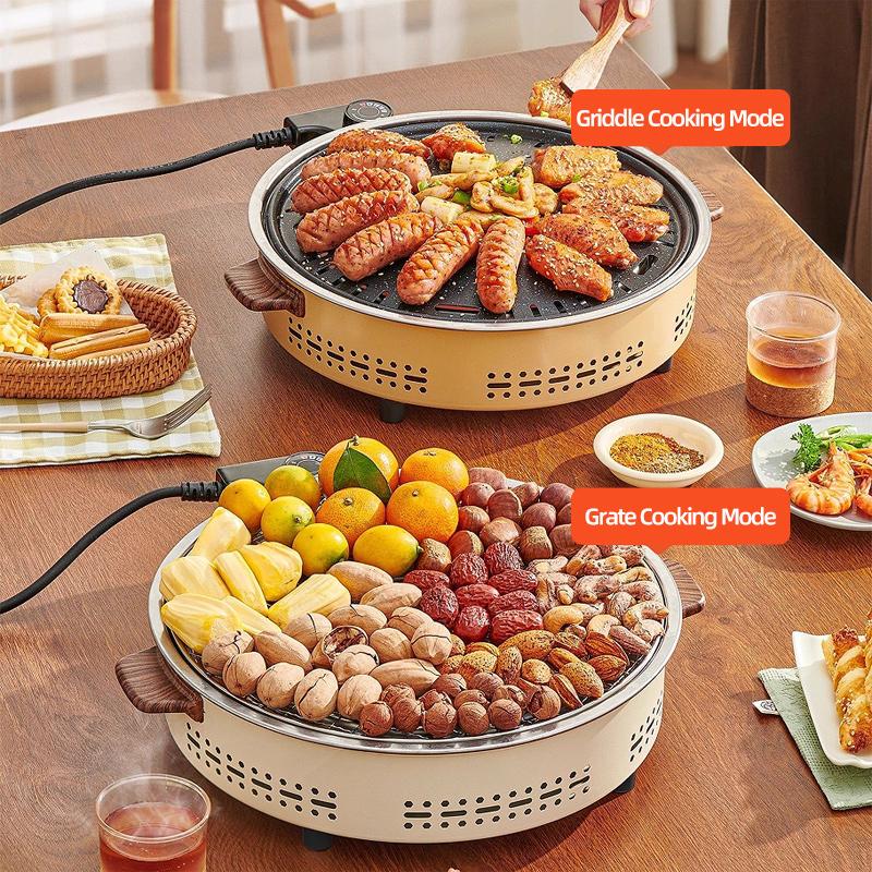 Parrilla portátil multifunción 2 en 1 Aoran, con funcionamiento a carbón y eléctrico, ideal para asar, cocinar y hervir agua; perfecta para reuniones familiares y acampadas al aire libre.