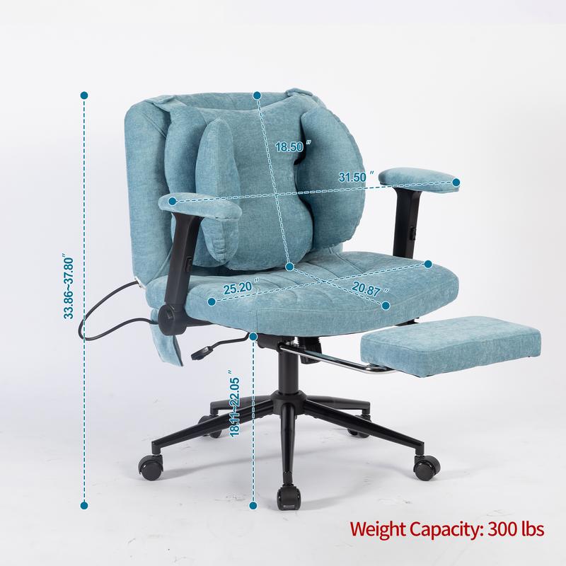 【Miroza】Sillón cruzado con cojín inflable manual y reposabrazos abatibles, sillón moderno e informal para sala de estar, altura del asiento ajustable, soporte lumbar y reposabrazos, adecuado para salas de estar, dormitorios y oficinas.
