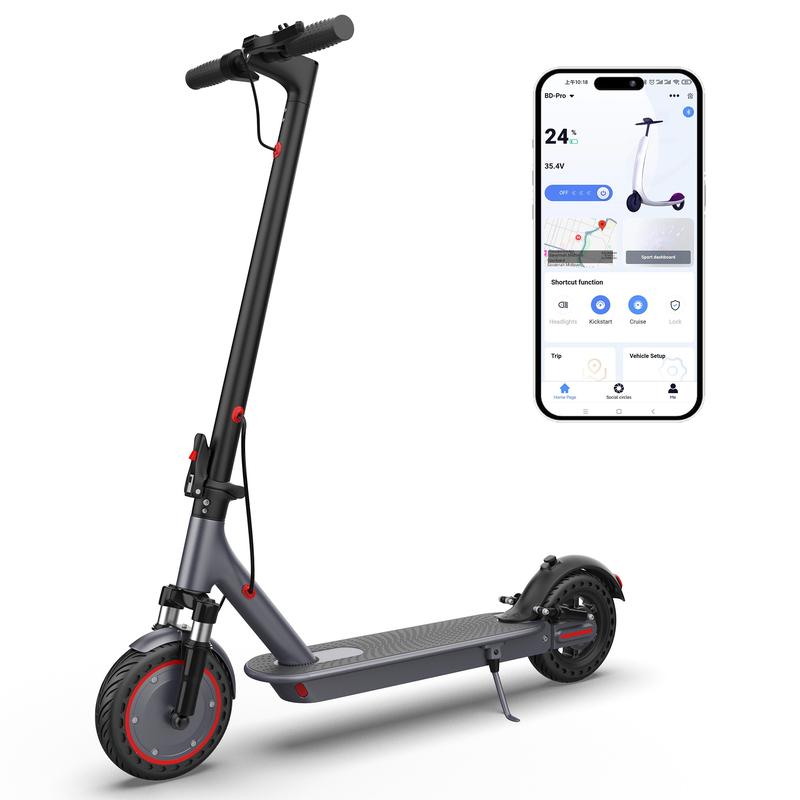 Patinete eléctrico para adultos, motor de 350-500 W, velocidad máxima de 30-35 km/h, autonomía de 34-45 km, neumáticos de 21,5-25,5 cm, patinete eléctrico plegable para adultos equipado con control por aplicación y sistema de doble frenado, plegable y por