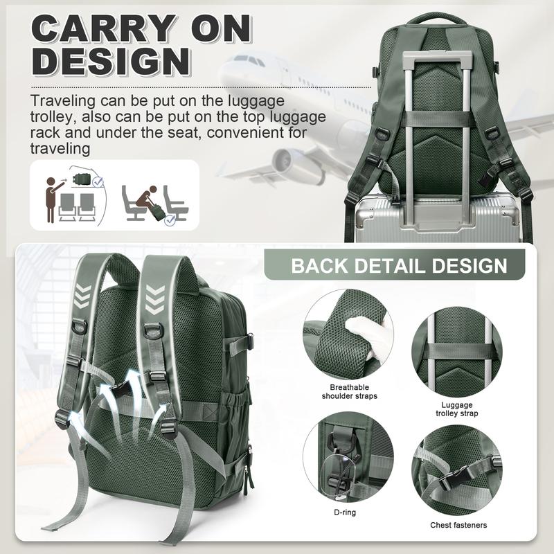 Mochila de viaje con cierre hermético al vacío, diseño unisex, tamaño homologado como equipaje de mano para viajes en avión, mochila portátil con bomba y sistema de vacío, color negro/verde/gris-marrón.