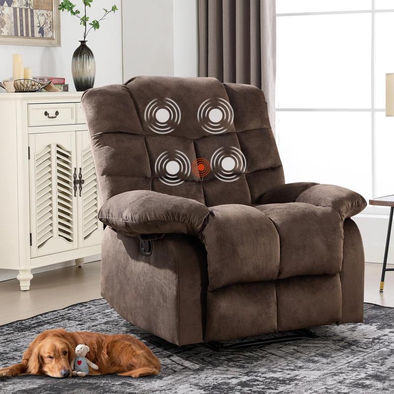 [DealsForYouDays] Sillón reclinable manual EBELLO con masaje y calor, sillón reclinable de tela con portavasos y bolsillos de almacenamiento, cómodo y transpirable para la sala de estar.