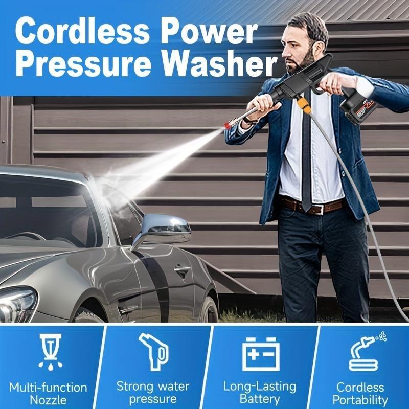 Cañón de espuma inalámbrico con boquilla ajustable para lavado de autos, limpieza de jardines, pulverizador eléctrico recargable para patio, entrada de vehículos y mantenimiento del hogar al aire libre.