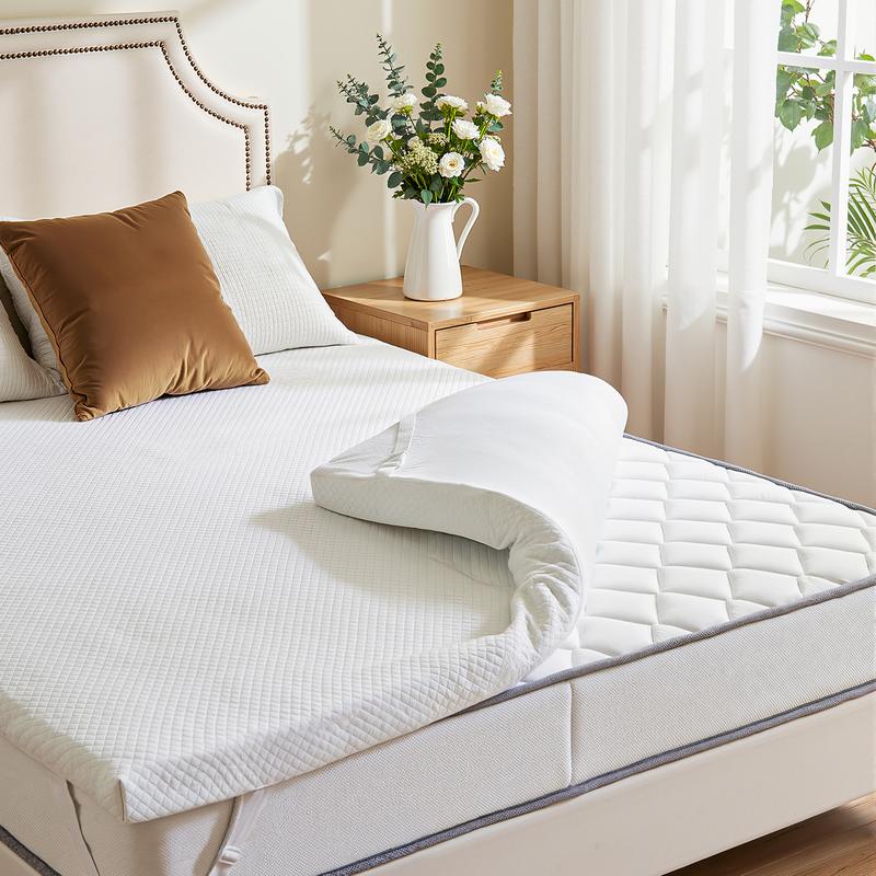 Cubrecolchón Sweetcrispy de espuma viscoelástica refrescante con infusión de gel de alta calidad, con funda suave extraíble, almohadilla rectangular ventilada con cremallera metálica de alta calidad para sofá cama, autocaravanas y caravanas (diseño de esp