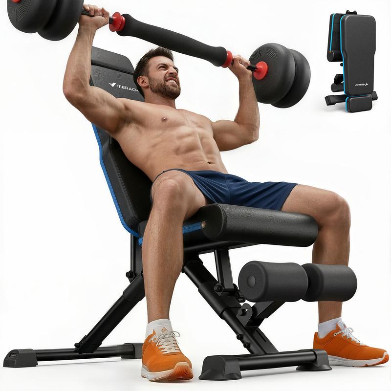 Banco de pesas ajustable, multifuncional para entrenamientos de cuerpo completo con mancuernas, capacidad de 136 kg (300 lbs), estructura triangular, respaldo ergonómico acolchado, máquina de ejercicios para entrenamiento de fuerza en el gimnasio en casa.