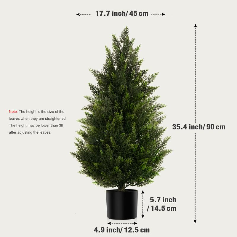 Paquete de 2 plantas artificiales de cedro y ciprés de 3/4/5 pies para decoración de patio, porche delantero, boj, Navidad.