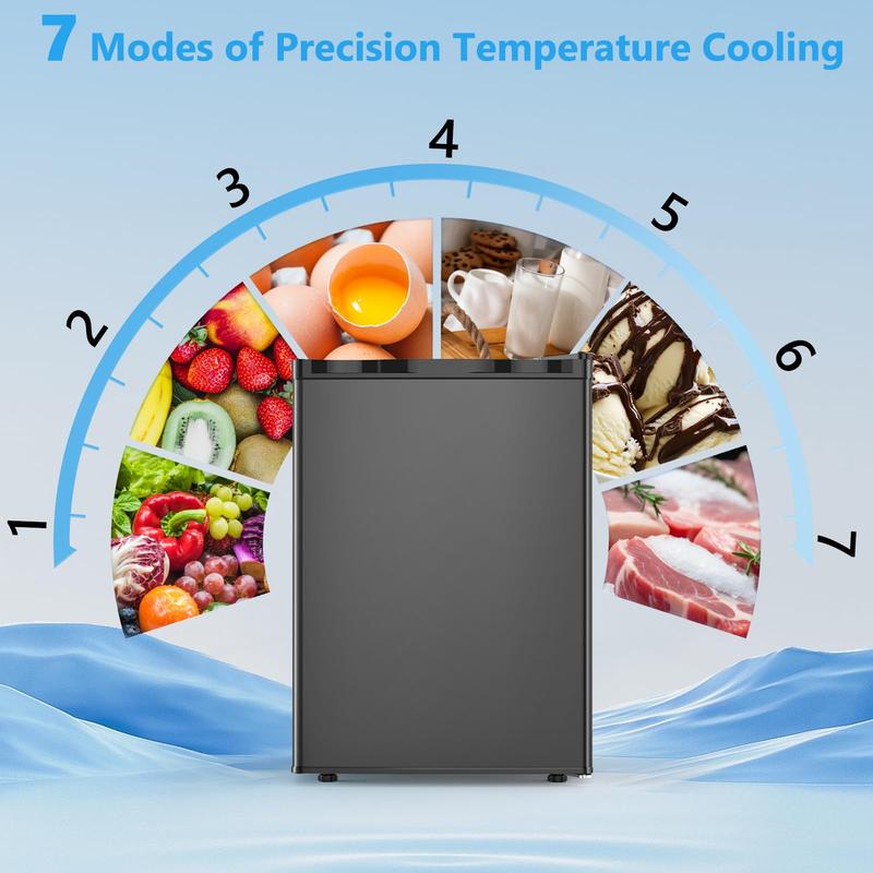 Mini refrigerador portátil COWSAR de 1.6/2.6 pies cúbicos con congelador separado, refrigerador compacto de una puerta, 7 ajustes de temperatura, 2 estantes extraíbles, 0.66 kWh/día, 0 °F-32 °F, 25 x 19.09 x 17.52 pulgadas, ideal para dormitorio, oficina,