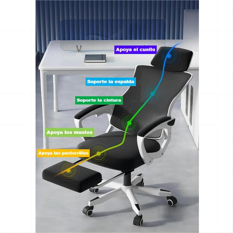 Haojiating Silla De Oficina Ergonomica Gamer reclinable Soporte Lumbar Ajustable Con Reposa Pies