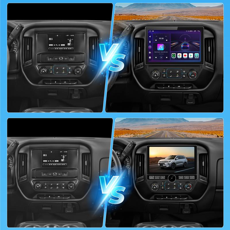 Autoestéreo de 13.1" para Chevy Silverado y GMC Sierra 2014-2018: CarPlay/Android Auto inalámbrico, navegación GPS (se requiere una caja de fibra óptica adicional para el sistema Bose).