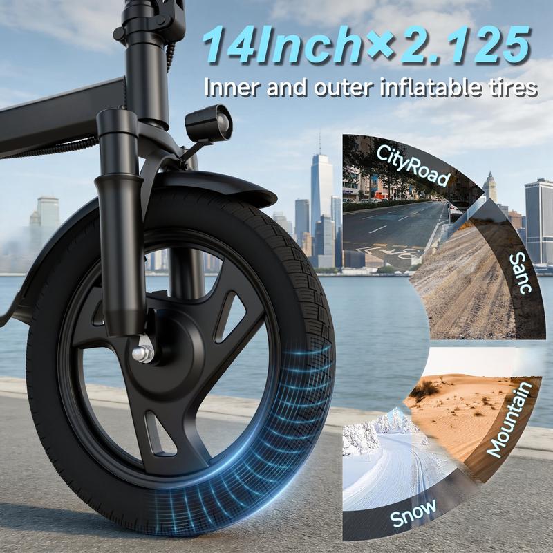 【Bicicleta eléctrica】 Bicicleta eléctrica | Potencia máxima de 750 W | Velocidad máxima de 35 km/h | Neumáticos de 35,5 cm | Autonomía de 35 a 64 km | Asiento doble | Freno monomando | Asiento regulable en altura