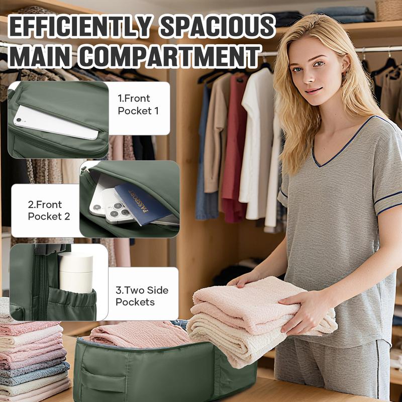 Mochila de viaje con cierre hermético al vacío, diseño unisex, tamaño homologado como equipaje de mano para viajes en avión, mochila portátil con bomba y sistema de vacío, color negro/verde/gris-marrón.