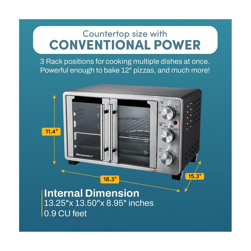 Horno de doble puerta Elite Gourmet