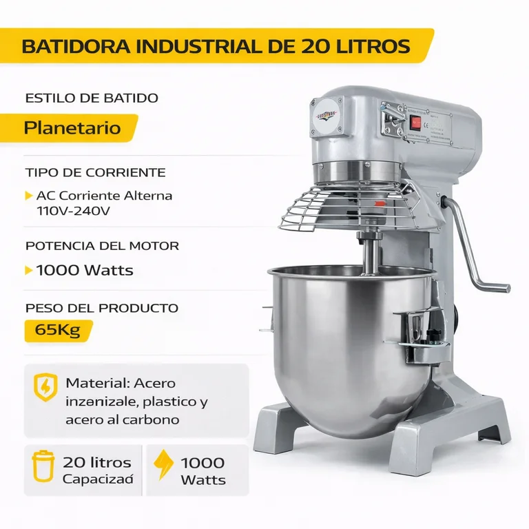 Batidora Industrial Gutstark 20lt Planetaria Pedestal 750w Accesorios
