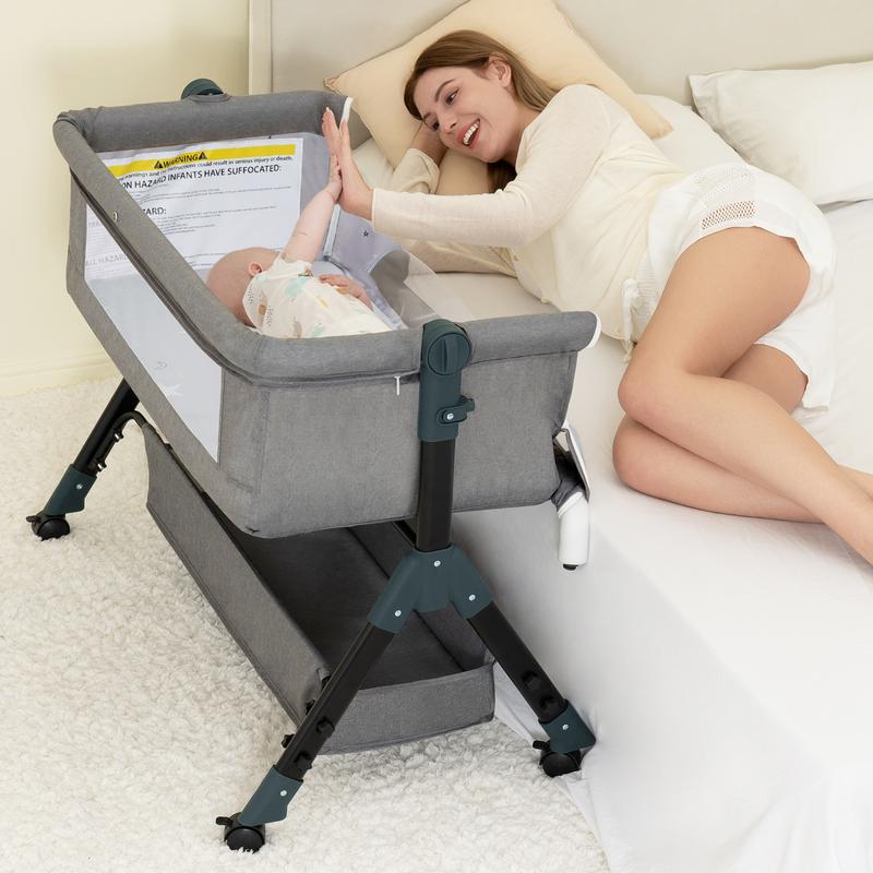 Cuna moisés para bebé, cuna para recién nacidos, cuna de colecho con cesta de almacenamiento y mosquitera, fácil de plegar, altura regulable, cuna portátil de colecho, regalo para el día de la madre