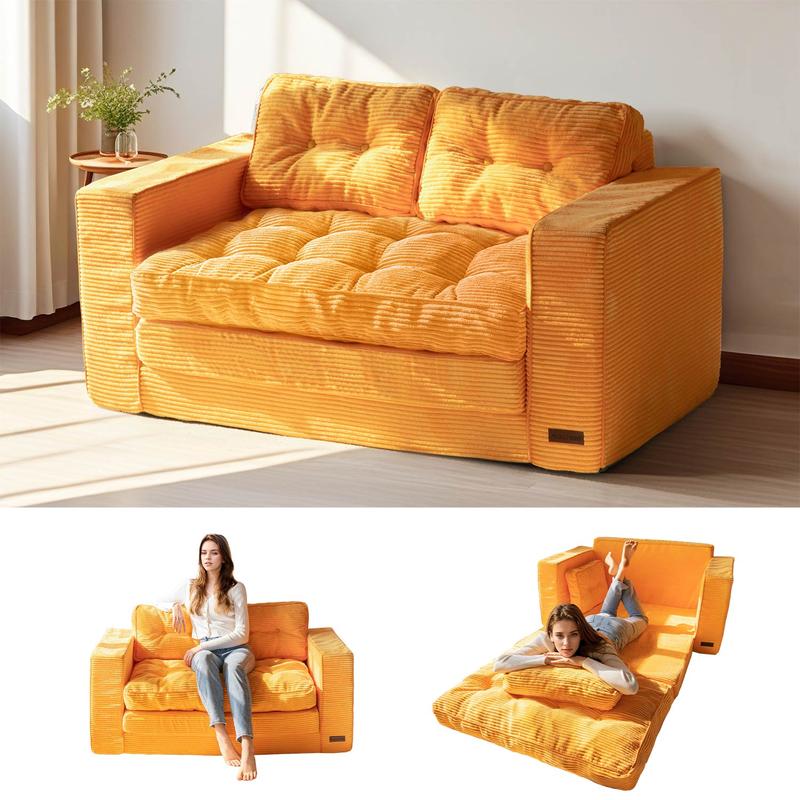 Ofertas para ti MAXYOYO Sofá cama plegable convertible 2 en 1 con almohadas, sofá de dos plazas extraíble para sala de estar, dormitorio o salón