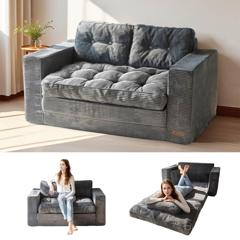 Ofertas para ti MAXYOYO Sofá cama plegable convertible 2 en 1 con almohadas, sofá de dos plazas extraíble para sala de estar, dormitorio o salón