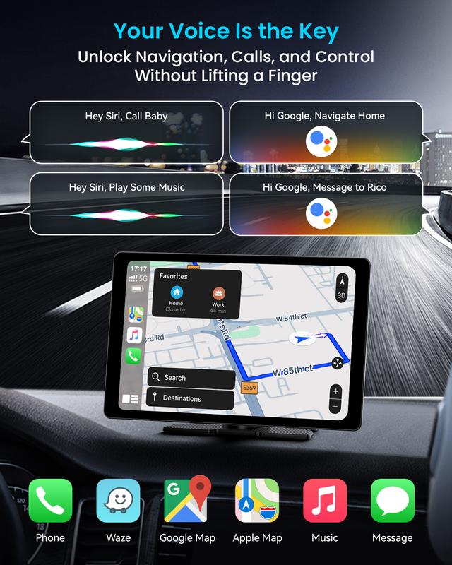 Pantalla inalámbrica extragrande de 11" con Apple CarPlay para coche – Estéreo para coche con pantalla táctil ultradelgada de 0,16 pulgadas con Android Auto, cámara de salpicadero 4K, cámara de marcha atrás 1080p, GPS, Mirror Link, control por voz, tarjet