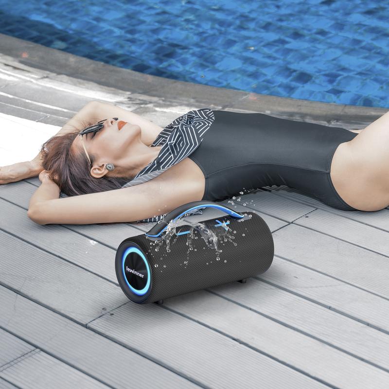 Oferta relámpago Altavoz inalámbrico Bluetooth portátil Lewinner, resistente al agua, 30W*2 altavoces duales, IPX7, portátil, con graves potentes, audio estéreo, luces RGB, emparejamiento TWS, ideal para fiestas en casa y al aire libre, playa. Ideas de re