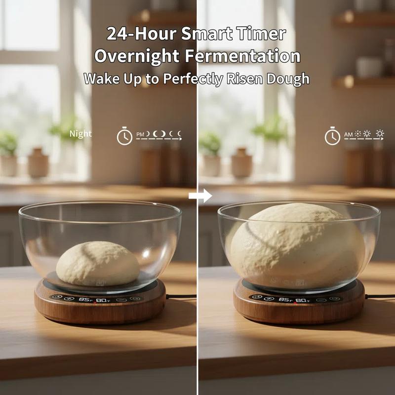Calentador de masa madre SourKeeper Pro 2 en 1, herramientas para hornear en casa, modelo 2026 mejorado con placa calefactora más grande, sonda de temperatura de la masa con control de 1 °F (21-43 °C), temporizador de 24 horas y monitoreo en tiempo real p