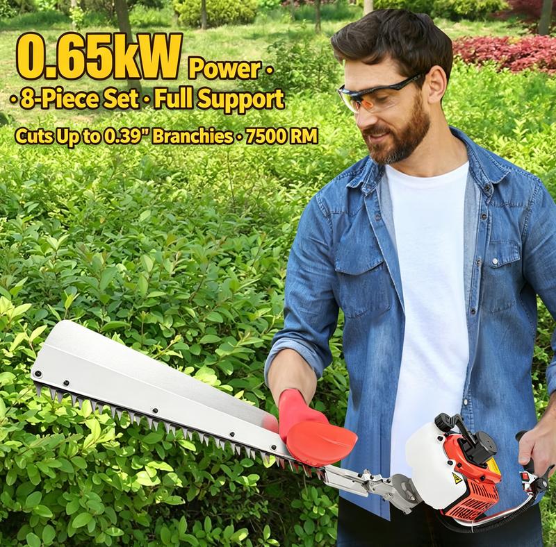 Cortasetos de jardín de aluminio de 68,5 cm (27 pulgadas) - Herramienta para cortar arbustos sin batería, cuchilla de 0,5 mm (0,02 pulgadas), 7,4 kg, longitud de corte de 70 cm (27,56 pulgadas), 92 x 27 x 25 cm (92 x 27 x 25 cm), 1 manual bilingüe, para p