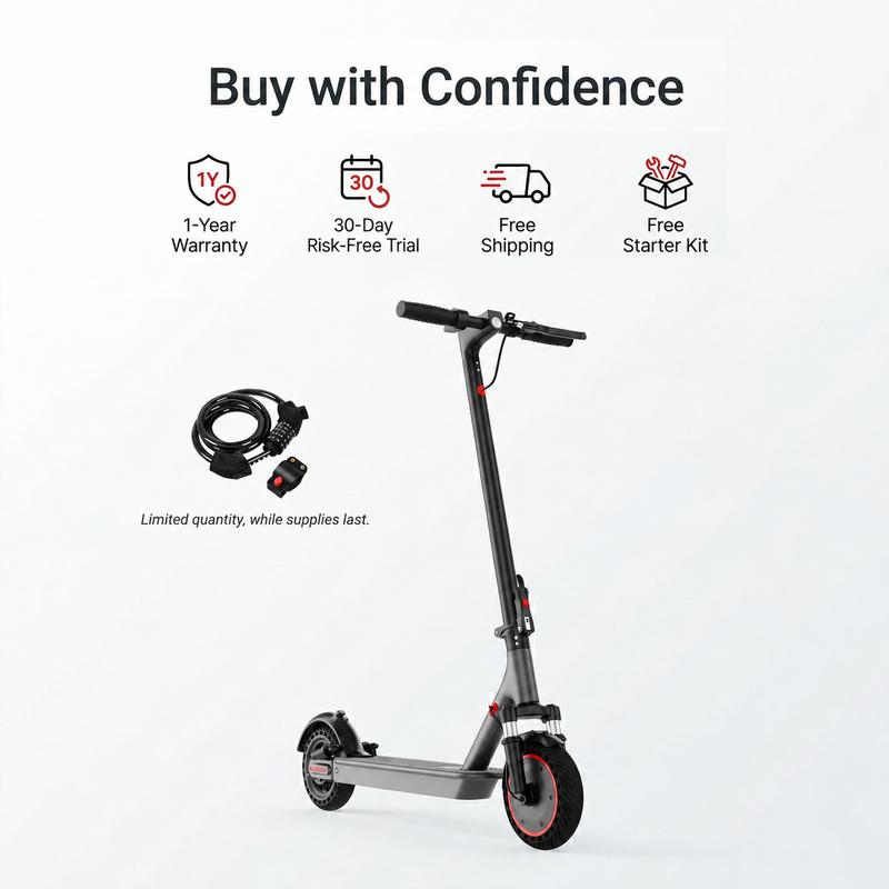 Patinete eléctrico para adultos, motor de 350-500 W, velocidad máxima de 30-35 km/h, autonomía de 34-45 km, neumáticos de 21,5-25,5 cm, patinete eléctrico plegable para adultos equipado con control por aplicación y sistema de doble frenado, plegable y por