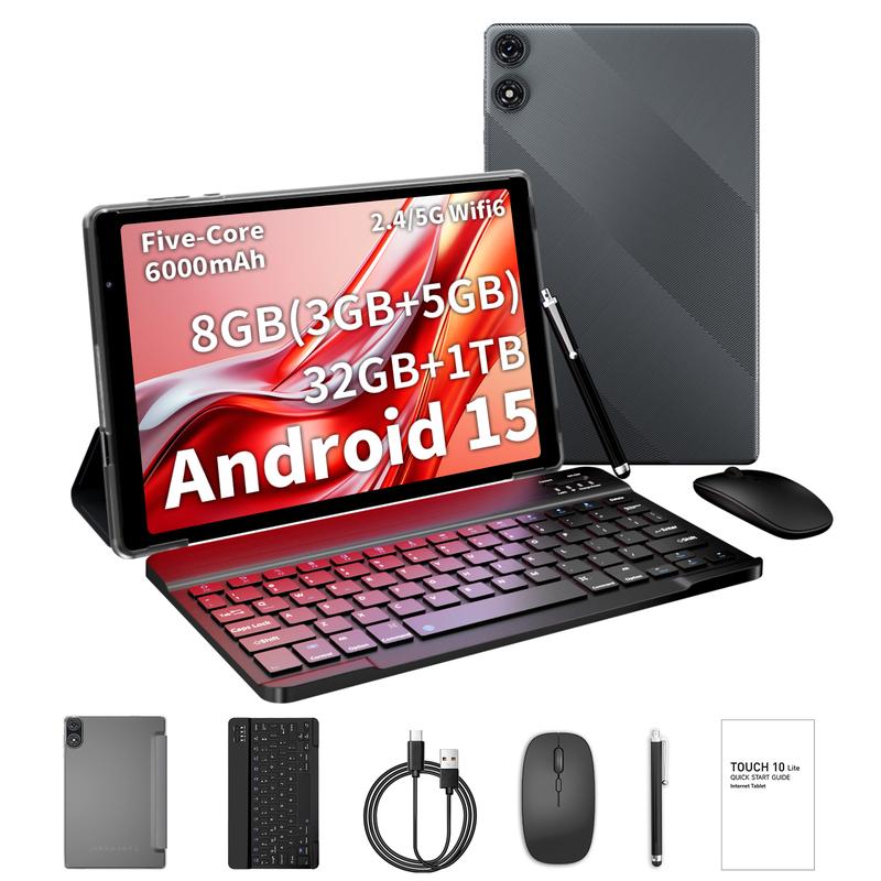 Tableta de 10 pulgadas con Android 16, WiFi 5G, 12 GB de RAM (3+9 GB), 32 GB de almacenamiento interno (1 TB), batería de 6000 mAh. Perfecta para trabajar y jugar. Mejora tu tecnología. Batería de larga duración. Dispositivo versátil. Regalo ideal para el