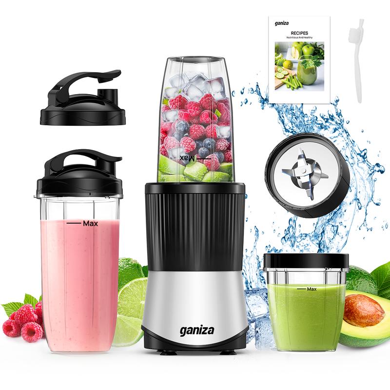 Licuadora profesional para batidos, motor de 1100 W, 25000 RPM, 8 programas automáticos para frutas congeladas y hielo, 1,9 litros (64 oz), licuadora de mostrador 12 en 1, apta para lavavajillas, procesador de alimentos, licuadora multifuncional Nutribull