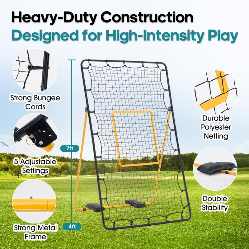 Red de rebote para voleibol Sweetcrispy de 2,1 x 1,2 m, entrenador portátil con estructura de acero y red de alta resistencia, 5 ángulos ajustables para adultos, playa y parque, voleibol, todas las edades, montaje portátil, multideporte, buen rebote, devo