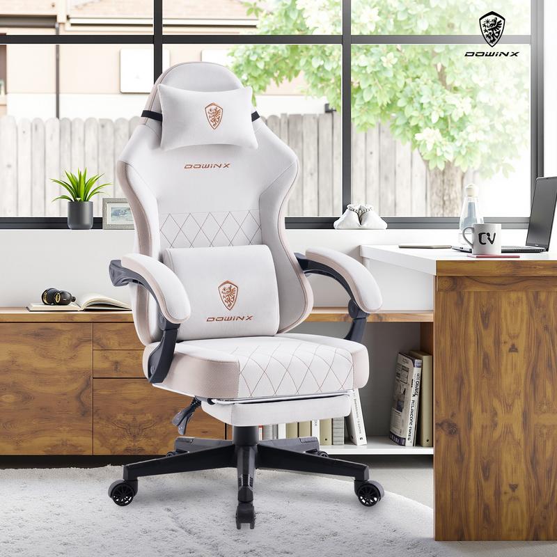 Silla de oficina Dowinx con soporte lumbar para masaje, cojín de muelles y pedales ergonómicos, soporta hasta 136 kg (300 libras).