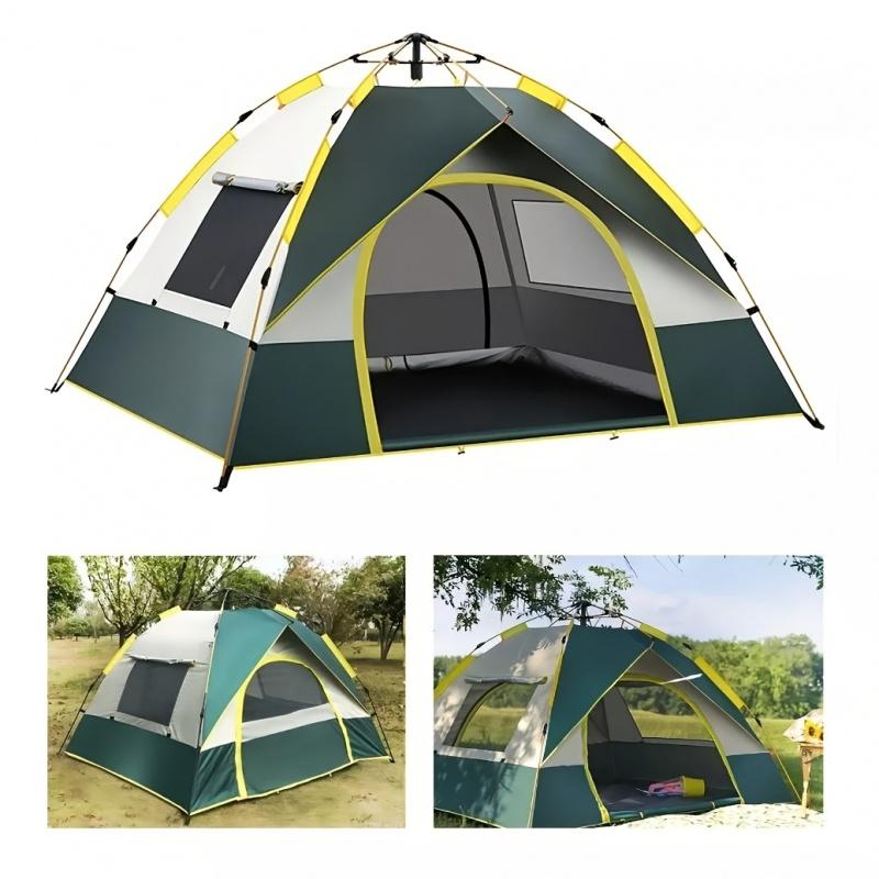 Versión Mejorada Tienda de Campaña 3/4 Personas, Casa de Campaña con 2 Puertas y 2 Ventanas, Material de Doble Capa,Resistente al Agua y al Sol  210*155*120