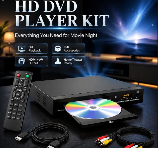 Reproductor multimedia de DVD delgado, reproductor de video HD 1080p, conexión a TV, multirregión, compatible con CD domésticos, soporte de audio digital, puerto USB, control remoto, carcasa resistente, antichoque, plug-and-play, función de presentación d