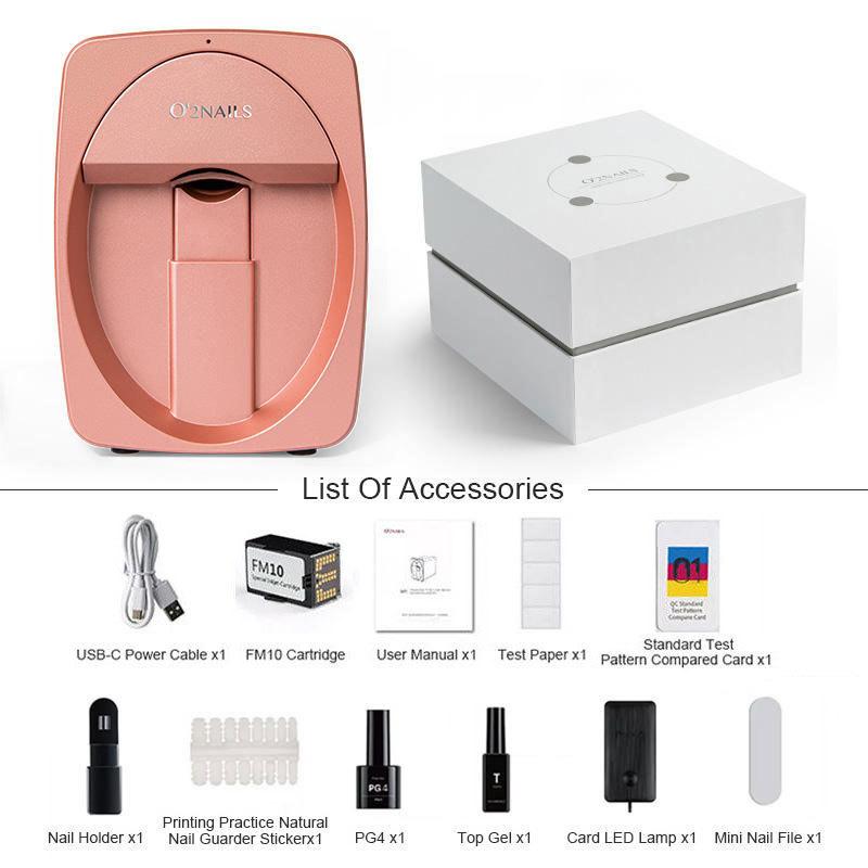 Impresora 3D de uñas, impresora digital móvil para decoración de uñas con control por aplicación, para uso en salones y hogares, impresión de fotos personalizadas/impresión rápida de aproximadamente 450 veces/10 s, diseño DIY de decoración de uñas rosa
