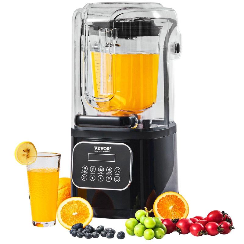 Licuadora profesional VEVOR con pantalla táctil y protector, máquina de jugo multifuncional comercial de mostrador, combo de 68 oz con acero inoxidable, 9 velocidades y juego de cuchillas silenciosas de 5 funciones, para batidos, smoothies, triturar hielo