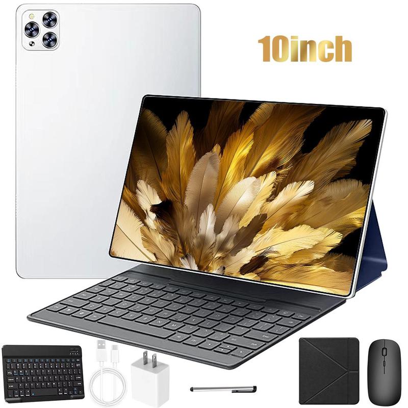 Tablet Android 15 de 10,1" con teclado, ratón, lápiz óptico, funda, adaptador USB, tarjeta Bluetooth inalámbrica, 4 GB de RAM, 64 GB de ROM, doble SIM, pantalla IPS de 1280x800, cámara de 13 MP, batería de 5000 mAh, regalo de San Valentín, pantalla, elect