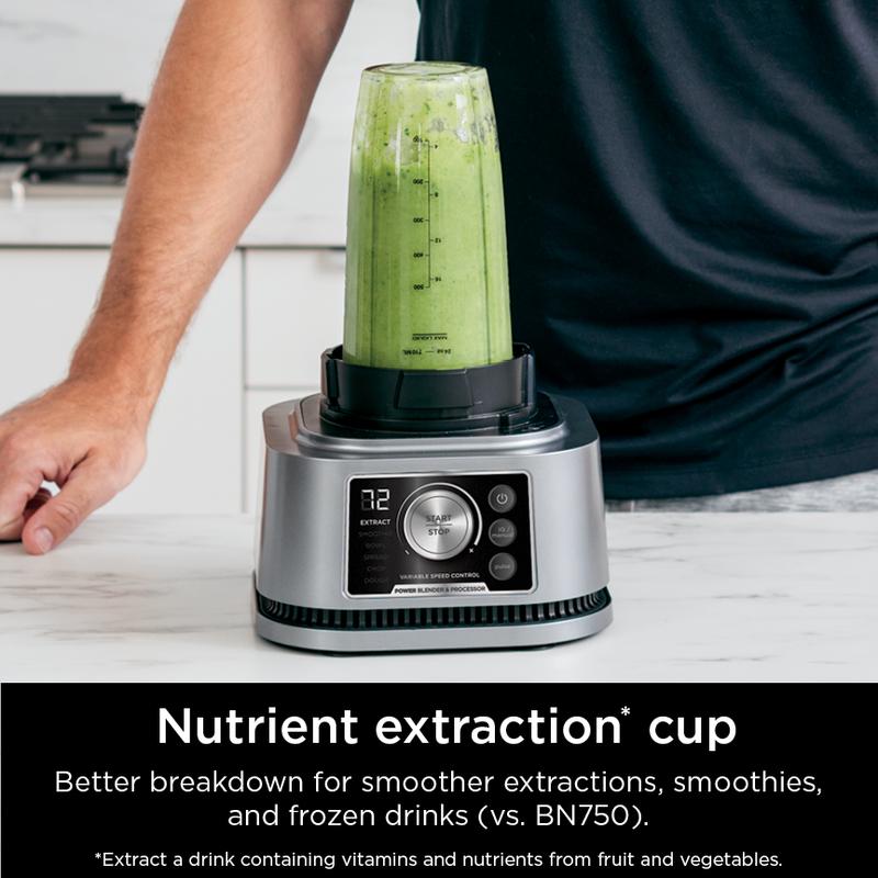 Sistema de batidora y procesador de alimentos con máquina para preparar batidos y extractor de nutrientes + batidora 4 en 1 de 1400 WP - SS351