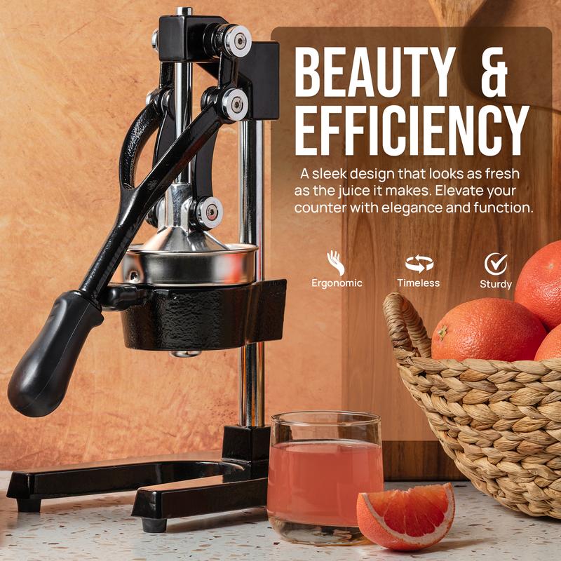 Exprimidor profesional de hierro fundido de alta resistencia para cítricos - Tazón de 12,7 cm, diseño duradero para una máxima extracción de jugo, fácil de limpiar y seguro de usar, garantía de por vida - Fruta