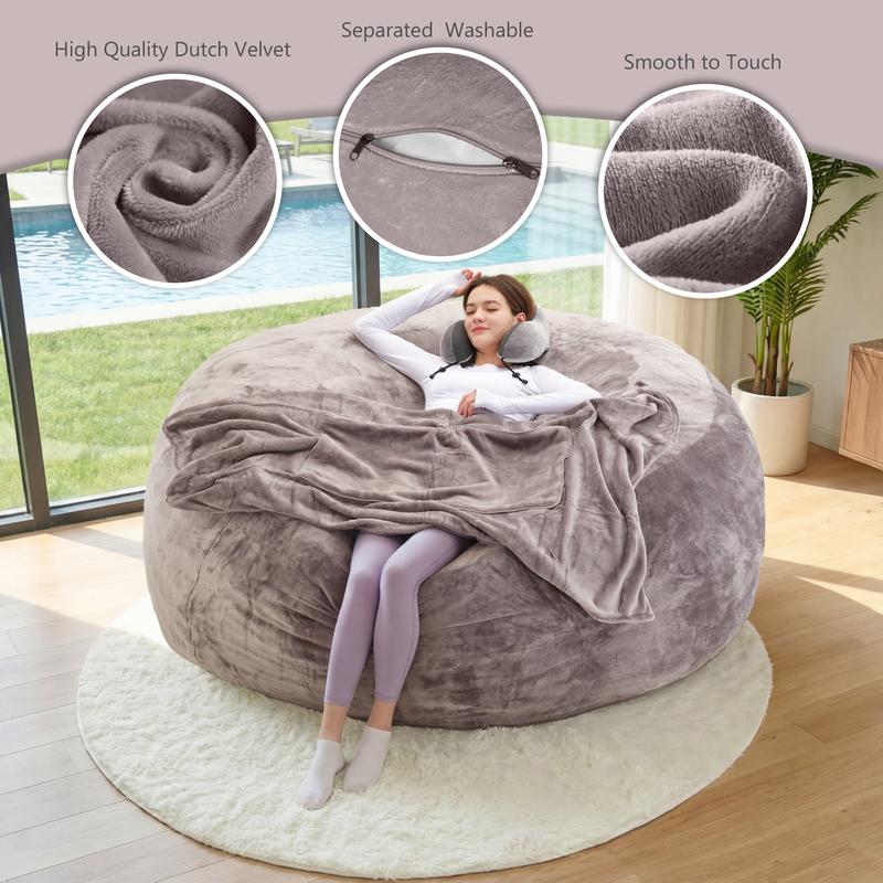 Puf de 3 pies/4 pies/5 pies/Jumbo/7 pies (con relleno) Sofá reclinable Pufs Sillas para adultos Envío gratis Muebles de espuma viscoelástica de alta resiliencia Funda de franela extraíble
