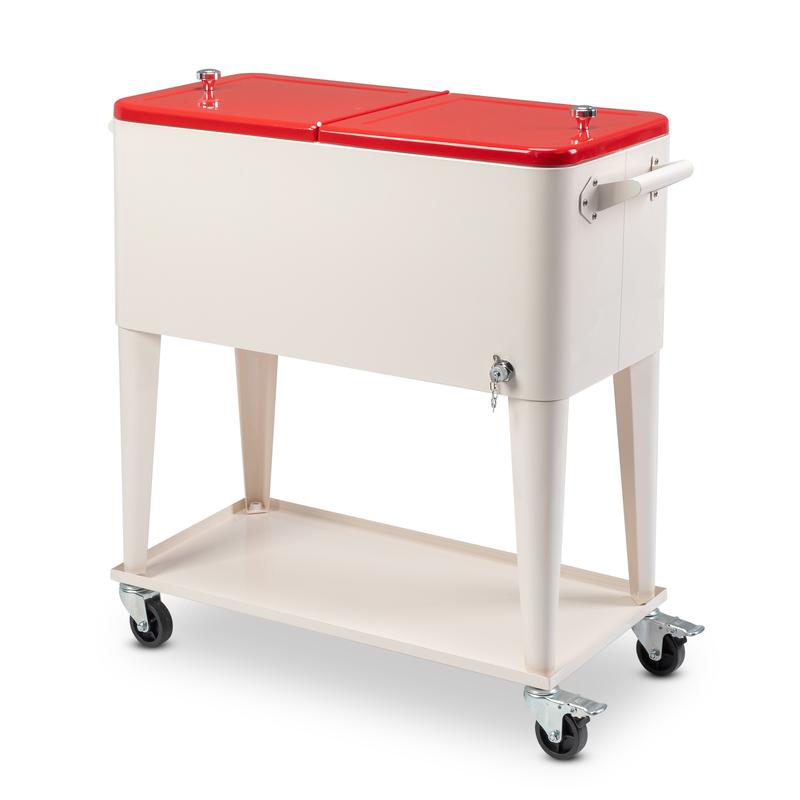Incubadora con congelador de 80 cuartos con tubo de drenaje, carrito refrigerado con ruedas, recipiente aislado, abridor de botellas y ruedas con freno.