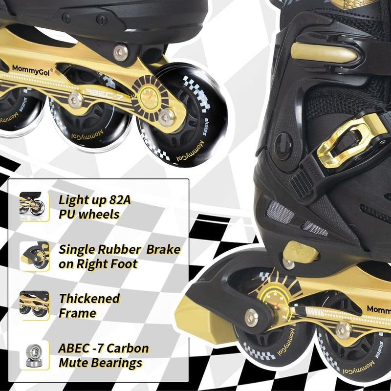 Patines en línea Nattork para niños y niñas (de 6 a 12 años): patines de velocidad ajustables en 4 tallas con ruedas de poliuretano brillantes de rodadura suave, patines en línea agresivos de alto rendimiento.