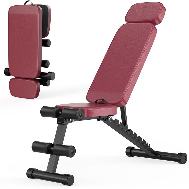 Banco de pesas ajustable Bearbro de 9 posiciones, banco de entrenamiento plegable tipo olímpico para gimnasio en casa, entrenamiento de fuerza de cuerpo completo, soporta hasta 800 libras.