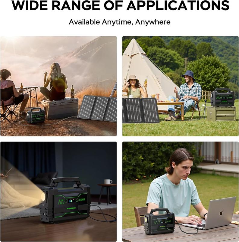 Generador solar de 155 Wh con panel solar de 30 W, estación de energía portátil con 2 tomas de corriente alterna de 100 W (pico de 150 W), 7 puertos de salida, linterna integrada para acampada, hogar y apagones, batería de alta capacidad y batería recarga