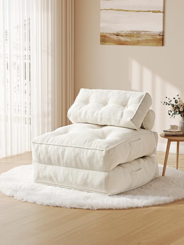 Sofá cama plegable con almohada, sillón convertible con respaldo, sillón cama plegable portátil de pana, cómodo sofá de suelo para sala de estar, individual