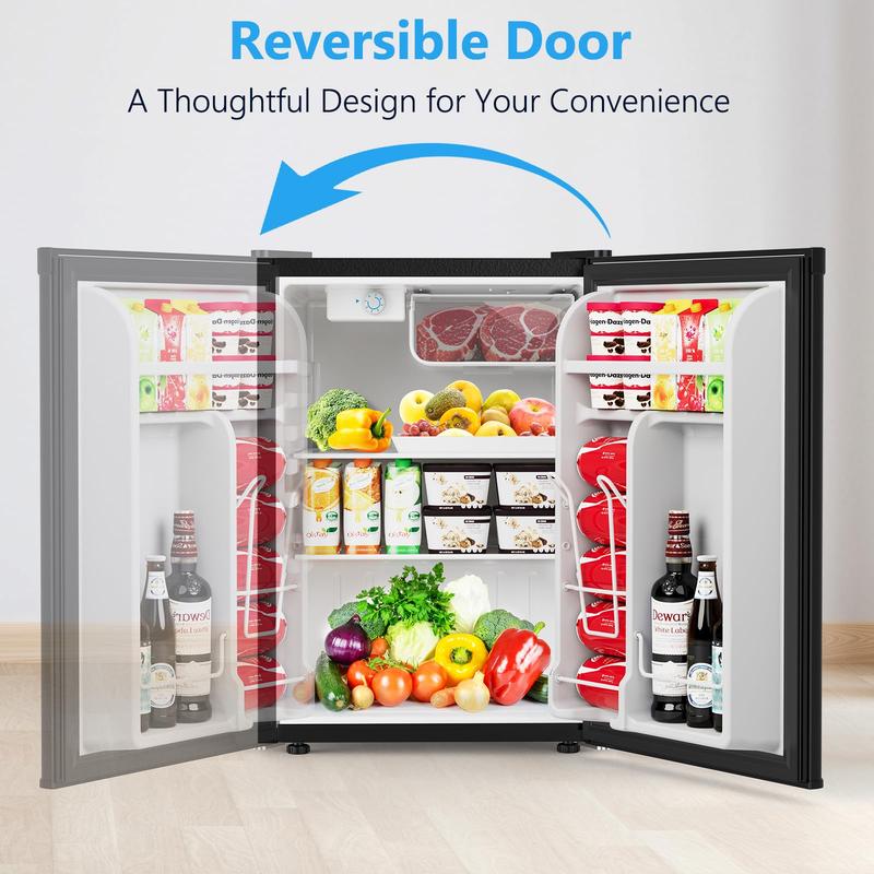 Mini refrigerador portátil COWSAR de 1.6/2.6 pies cúbicos con congelador separado, refrigerador compacto de una puerta, 7 ajustes de temperatura, 2 estantes extraíbles, 0.66 kWh/día, 0 °F-32 °F, 25 x 19.09 x 17.52 pulgadas, ideal para dormitorio, oficina,
