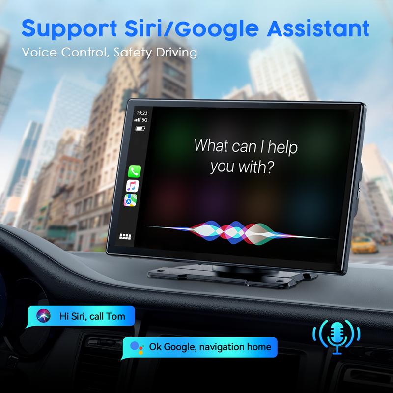 Autoestéreo inalámbrico LAMTTO de 9 pulgadas con CarPlay, cámara de reversa, navegación GPS y pantalla Android Auto CarPlay | Regalos para hombre o mujer Reproductor de video para auto