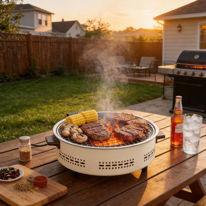 Parrilla portátil multifunción 2 en 1 Aoran, con funcionamiento a carbón y eléctrico, ideal para asar, cocinar y hervir agua; perfecta para reuniones familiares y acampadas al aire libre.