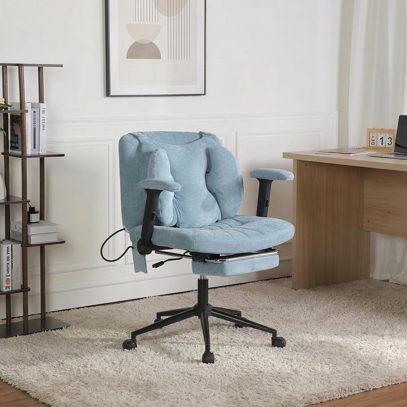Silla de oficina SOUTTEE con ruedas y reposabrazos, soporte lumbar neumático y reposapiés retráctil, altura ajustable y asiento acolchado ancho. Ideal para oficinas en casa, meditación y vestidores. Artículos esenciales para dormitorios y decoración del h