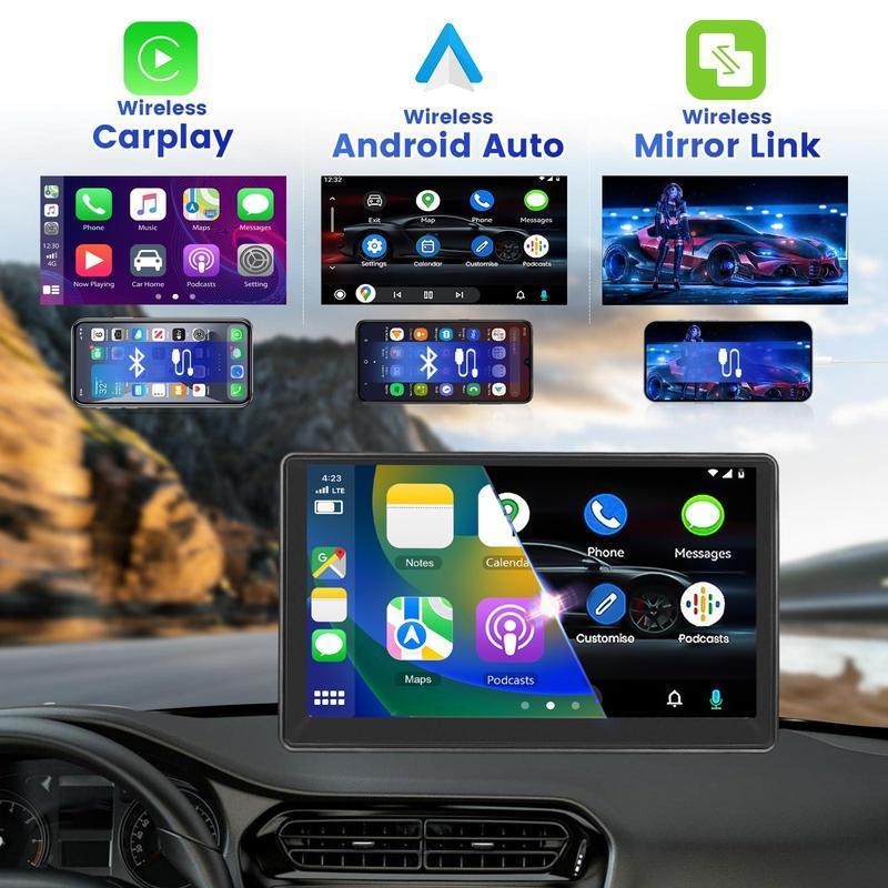 Nueva pantalla inalámbrica Carplay para coche (modelo 2026), 7 pulgadas, cámara de visión trasera, música/Mirror Link/navegación para todos los coches, equipada con cable AUX.