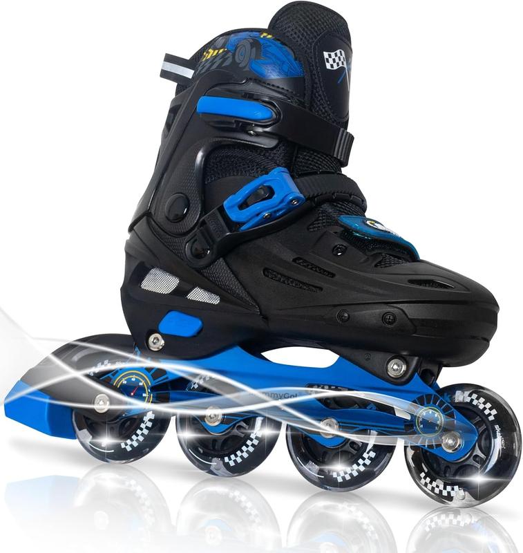 Patines en línea Nattork para niños y niñas (de 6 a 12 años): patines de velocidad ajustables en 4 tallas con ruedas de poliuretano brillantes de rodadura suave, patines en línea agresivos de alto rendimiento.