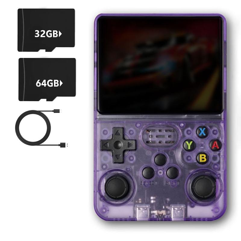 Consola de juegos portátil retro inalámbrica compacta WUDS R36S: pantalla IPS de 3,5 pulgadas, tarjeta TF de almacenamiento ampliable de 32+64 GB con emulador preinstalado, dispositivo arcade Linux, reproductor de vídeo USB, regalo interactivo para hombre